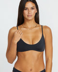 Women's Simply Seamless Crop Bikini Top-Black-Volcom