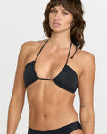 Women's Simply Seamless Halter Bandeau Bikini Top-Black-Volcom