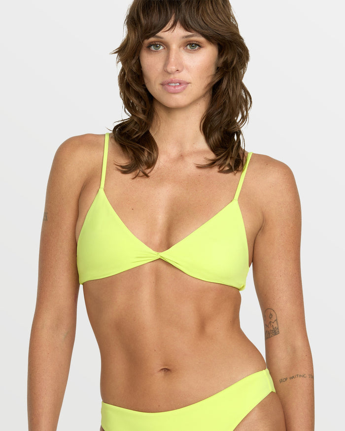 Women's Simply Seamless Vneck Bikini Top-Island Green-Volcom