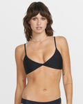 Women's Simply Seamless V-Neck Bikini Top-Black-Volcom