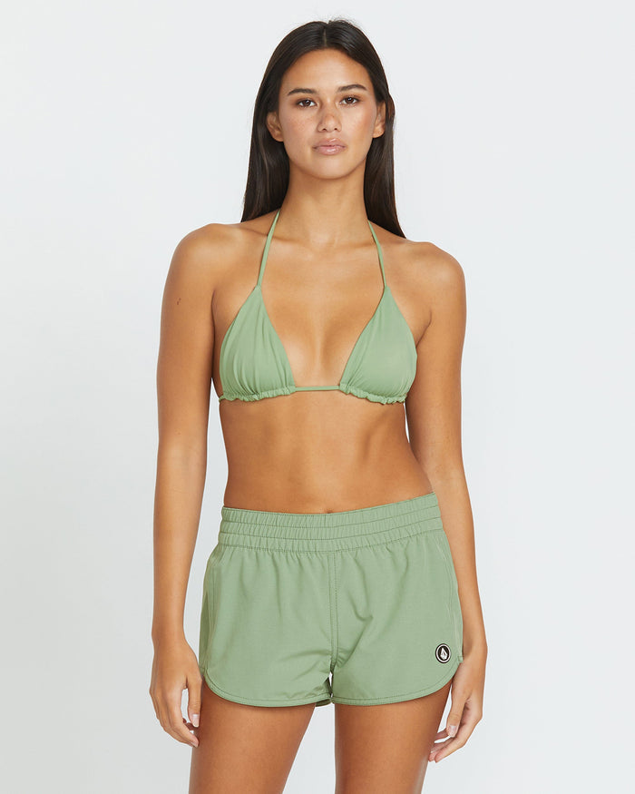 Women's Simply Solid Boardshorts-Grass Green-Volcom