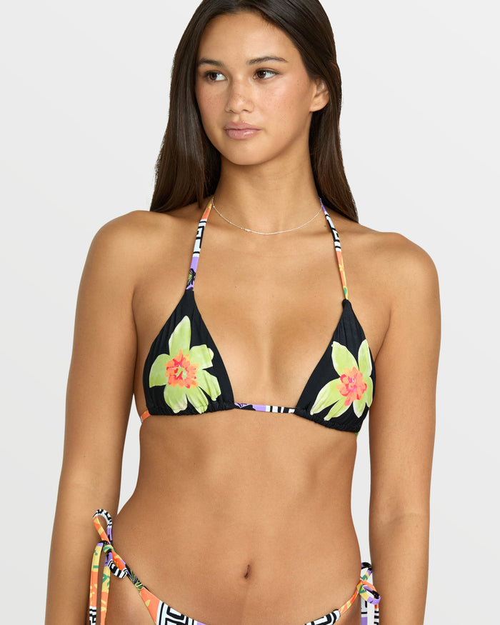 Women's Starlight Glow Halter Triangle Bikini Top-Vintage Black-Volcom