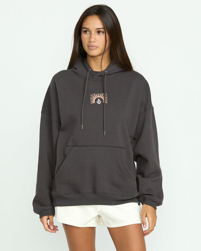 Women's Stone Art Up Hoodie-Vintage Black-Volcom