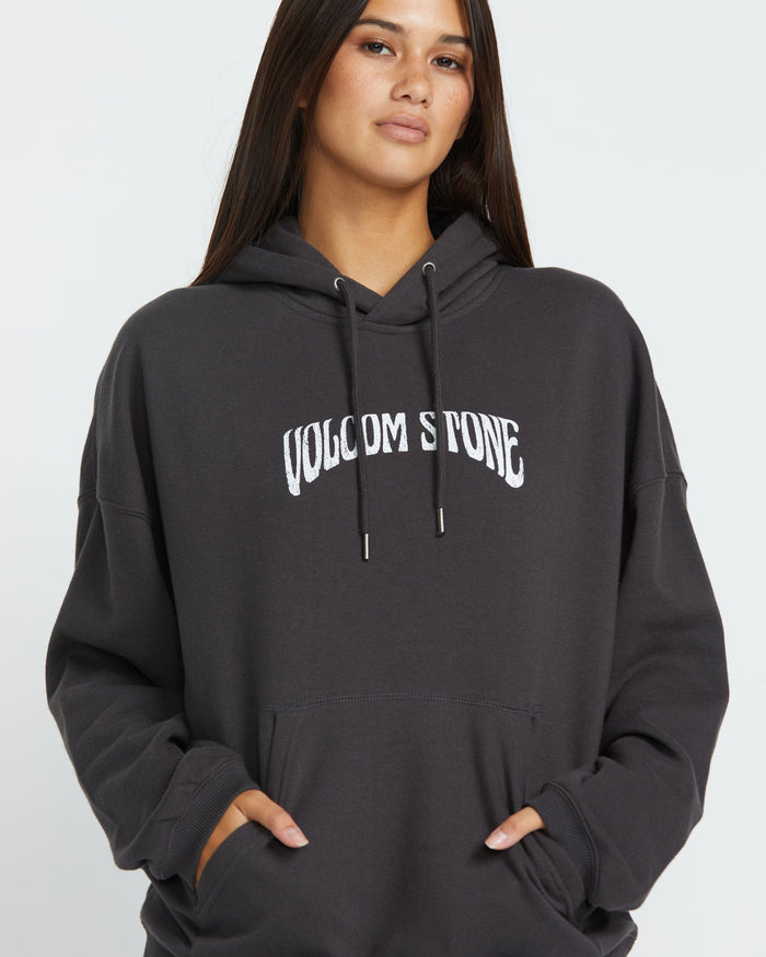 Women's Stone Art Up Hoodie-Vintage Black-Volcom