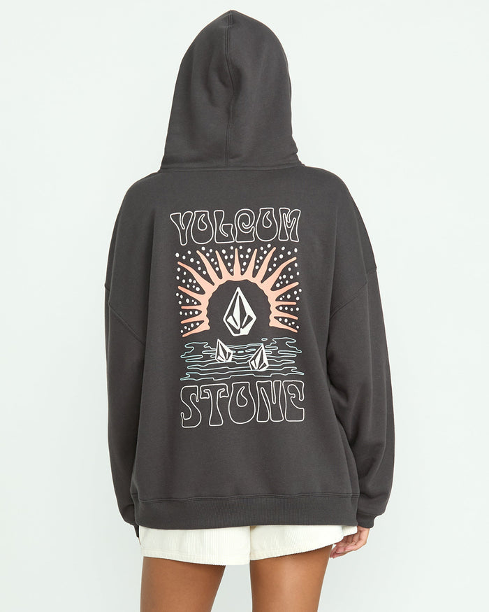 Women's Stone Art Up Hoodie-Vintage Black-Volcom