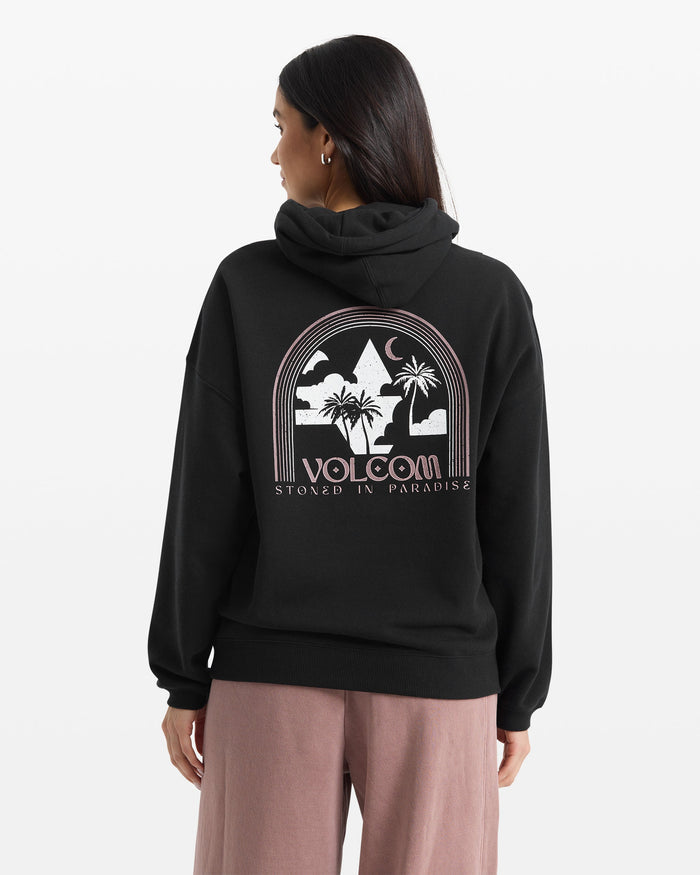 Women's Stone Art Up Hoodie-Black-Volcom