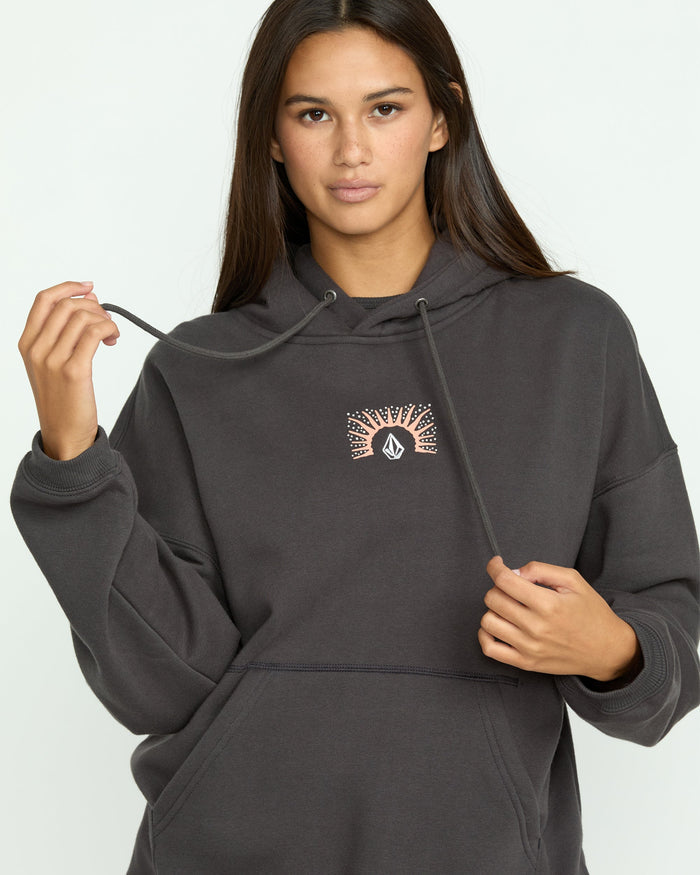 Women's Stone Art Up Hoodie-Vintage Black-Volcom