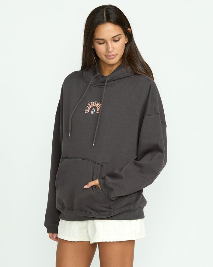 Women's Stone Art Up Hoodie-Vintage Black-Volcom