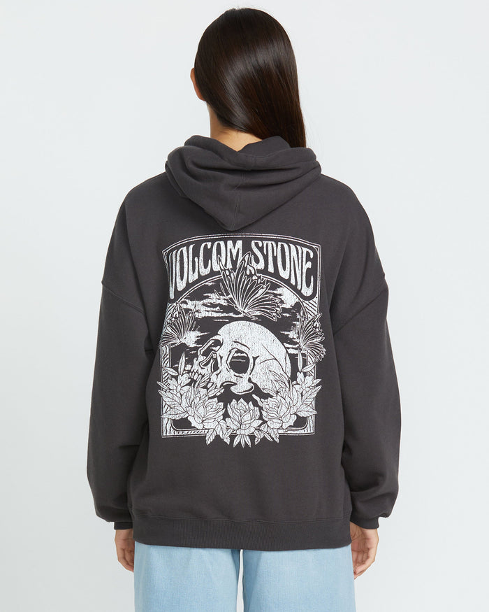 Women's Stone Art Up Hoodie-Vintage Black-Volcom