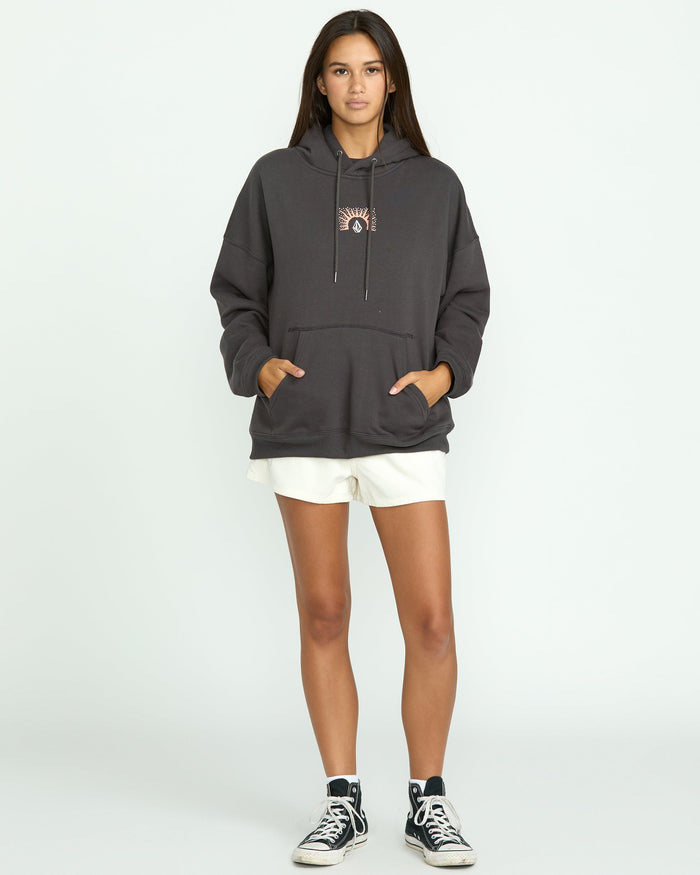 Women's Stone Art Up Hoodie-Vintage Black-Volcom