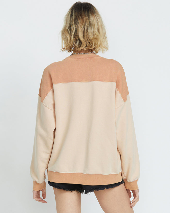 Women's Stone Blocked Crew-Champagne Gold-Volcom