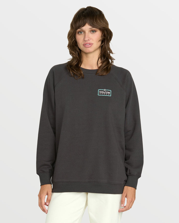 Women's Stone Magic Boyfriend Sweatshirt-Vintage Black-Volcom