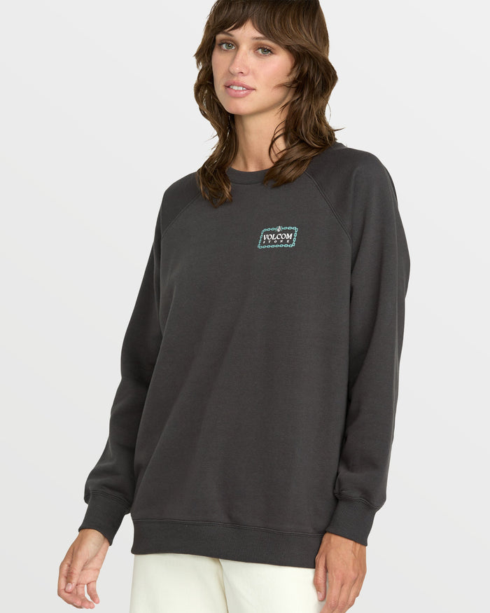 Women's Stone Magic Boyfriend Sweatshirt-Vintage Black-Volcom