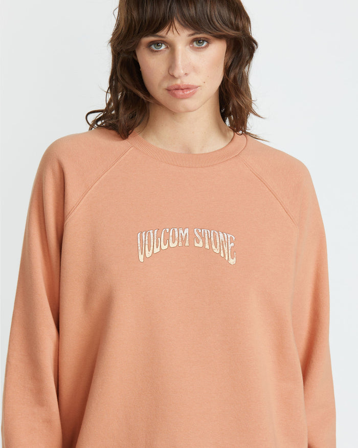 Women's Stone Magic Boyfriend Crew-Sandstone-Volcom