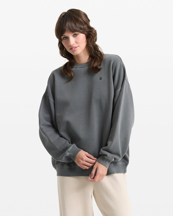 Women's Stone Soft Crew-Charcoal-Volcom