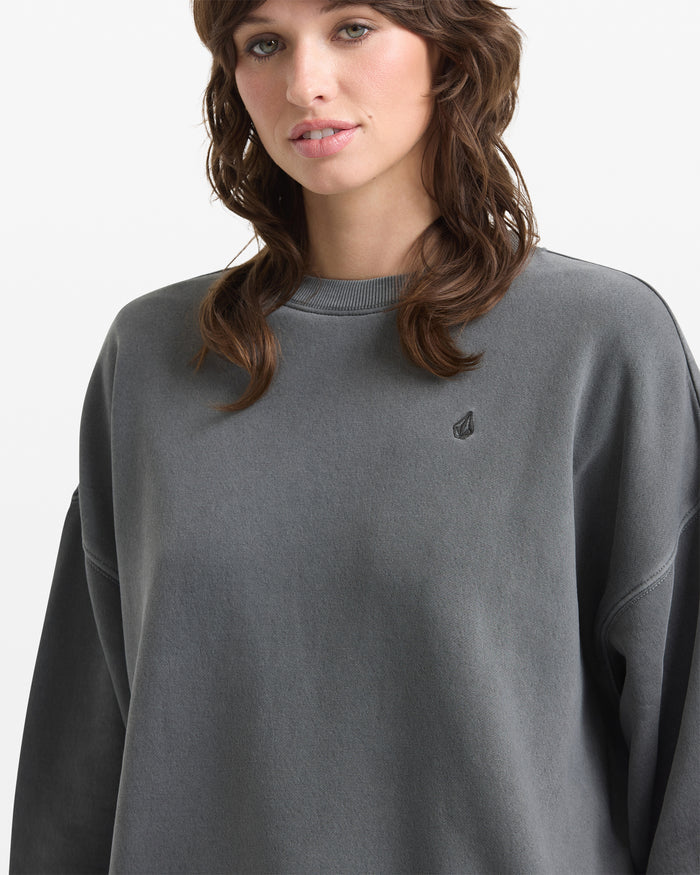 Women's Stone Soft Crew-Charcoal-Volcom