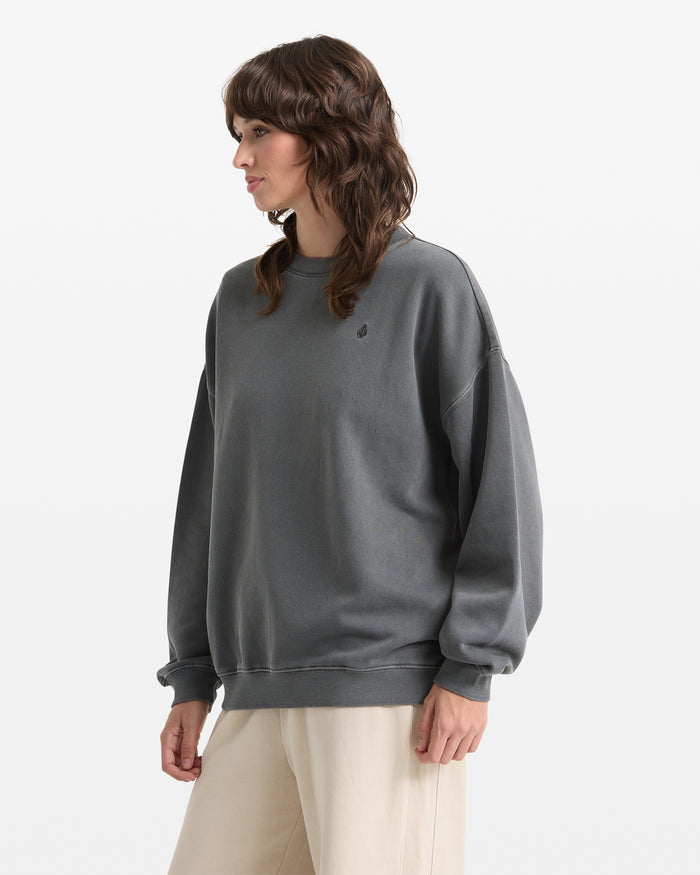 Women's Stone Soft Crew-Charcoal-Volcom