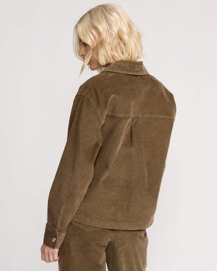 Women's Stoned Bf Shacket-Olive Gum-Volcom