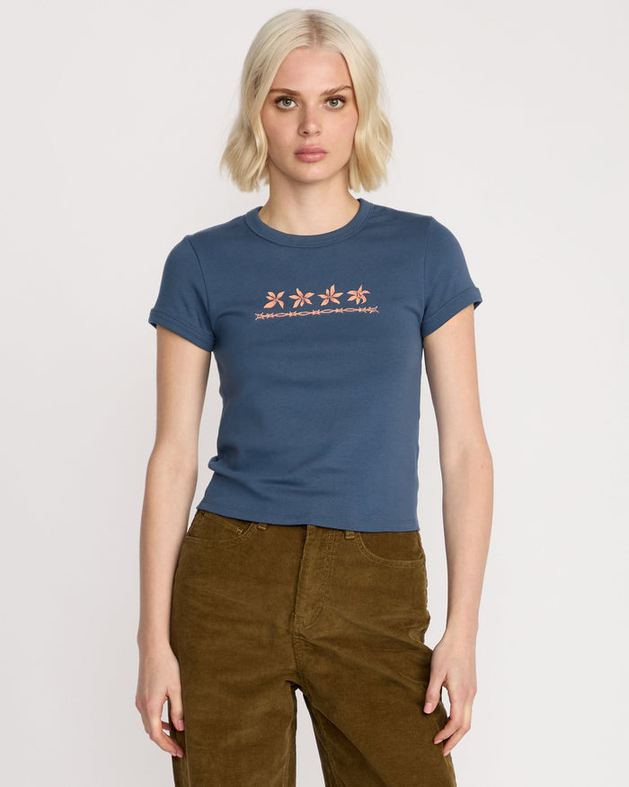 Women's Stoney Time Ringer-Harbor Blue-Volcom