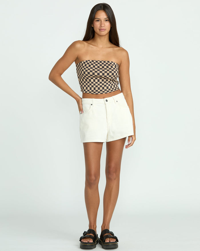 Women's Strait Up Shorts-Star White-Volcom
