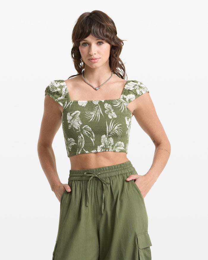 Women's Vroom Service Top-Moss Stone-Volcom