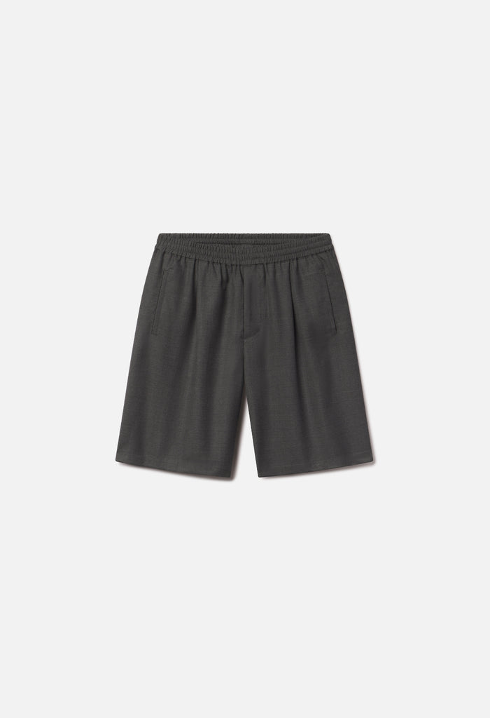 Wool Wide Easy Shorts / Charcoal