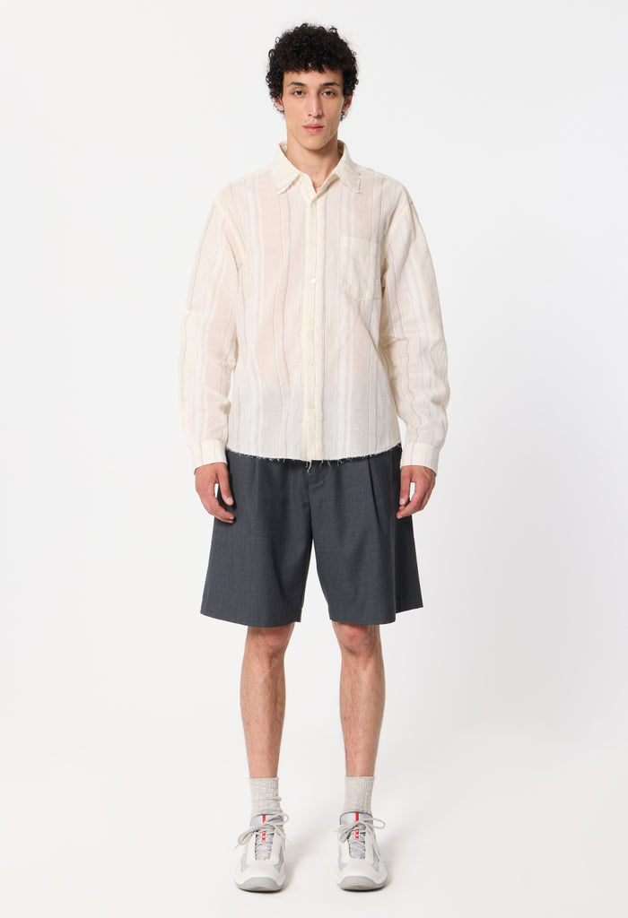 Wool Wide Easy Shorts / Charcoal