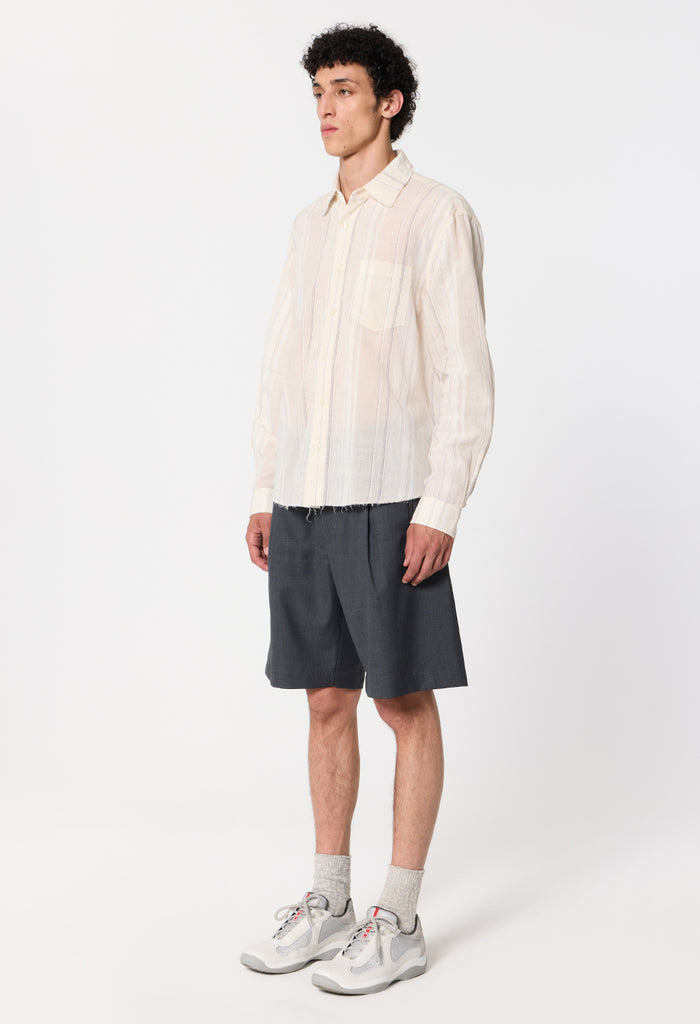 Wool Wide Easy Shorts / Charcoal