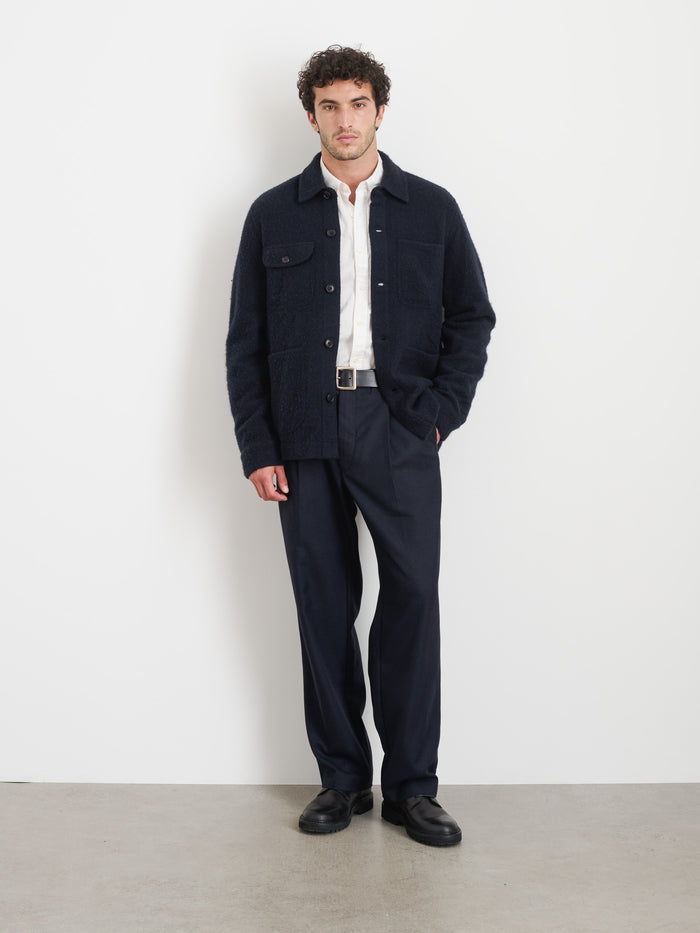 Work Jacket In Boiled Wool In Dark Navy