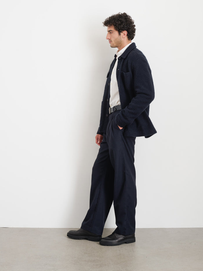 Work Jacket In Boiled Wool In Dark Navy