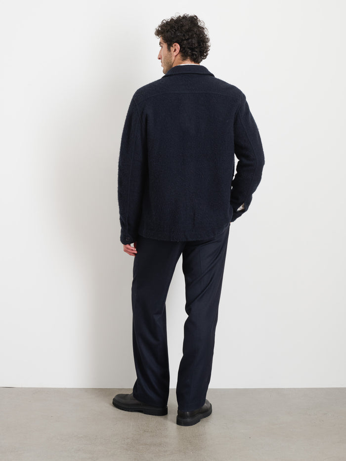 Work Jacket In Boiled Wool In Dark Navy