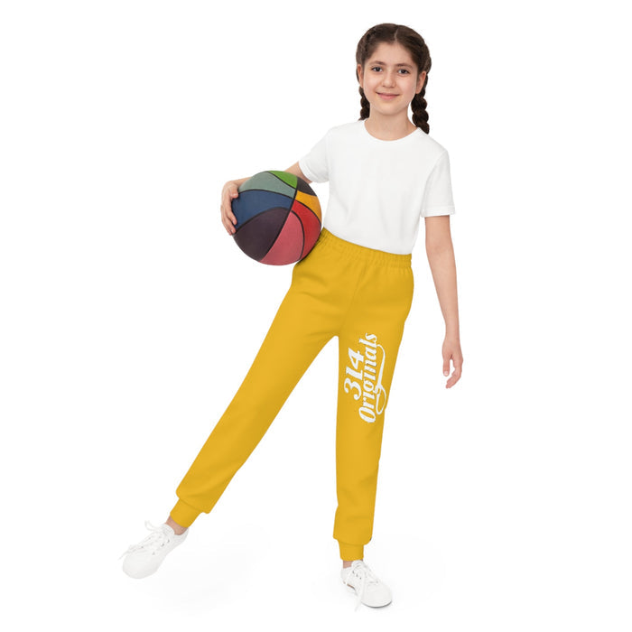 Yellow Youth Joggers with 314 Originals Side Graphic — Kids Athletic Sweatpants - 314 Originals