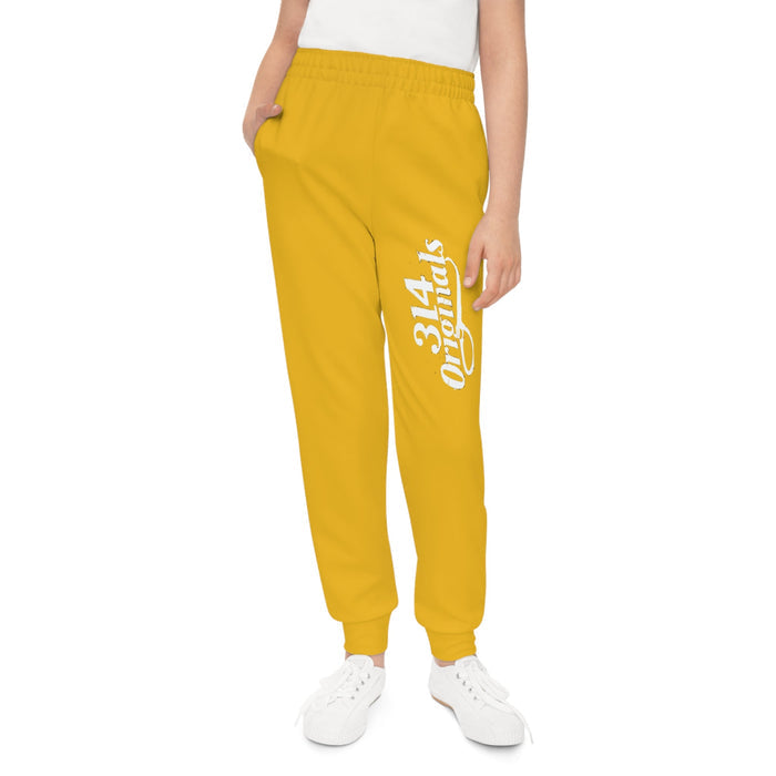 Yellow Youth Joggers with 314 Originals Side Graphic — Kids Athletic Sweatpants - 314 Originals