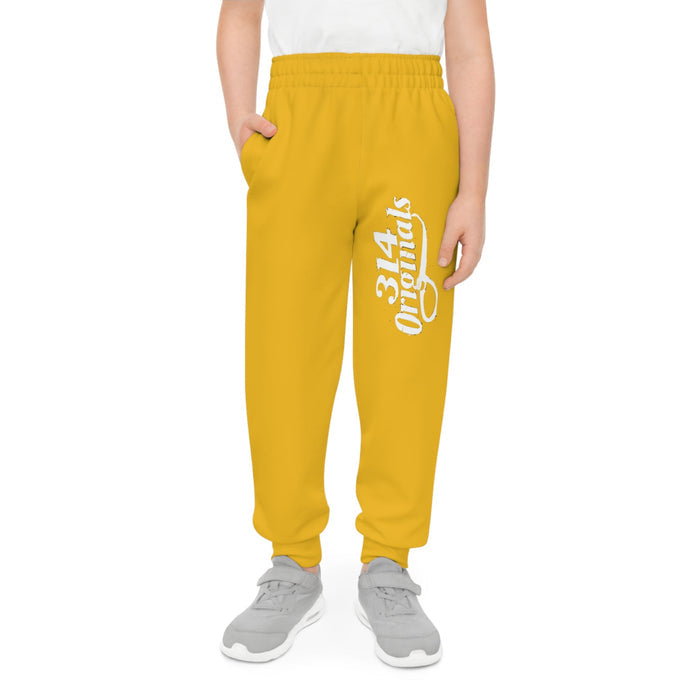 Yellow Youth Joggers with 314 Originals Side Graphic — Kids Athletic Sweatpants - 314 Originals