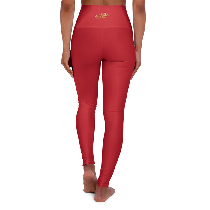 Red Yoga Leggings — High-Waisted Leggings with Pink “Originals” Side Script - 314 Originals