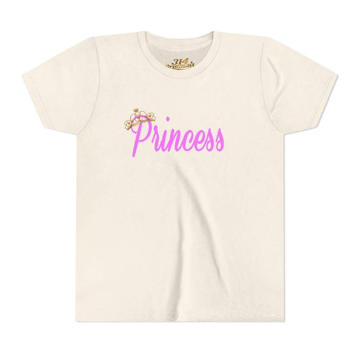 Youth Princess Tee — Pink Script 'Princess' Kids Shirt with Tiara - 314 Originals